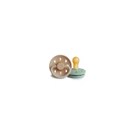 Mushie Kit Chupete Frigg Moon Phase Látex 6-18m Azul Beige 2uds