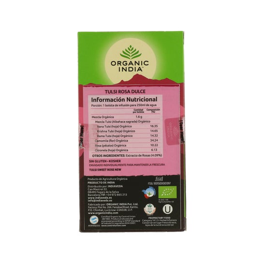 Organic India Tulsi Sweet Rose 25 Sobres