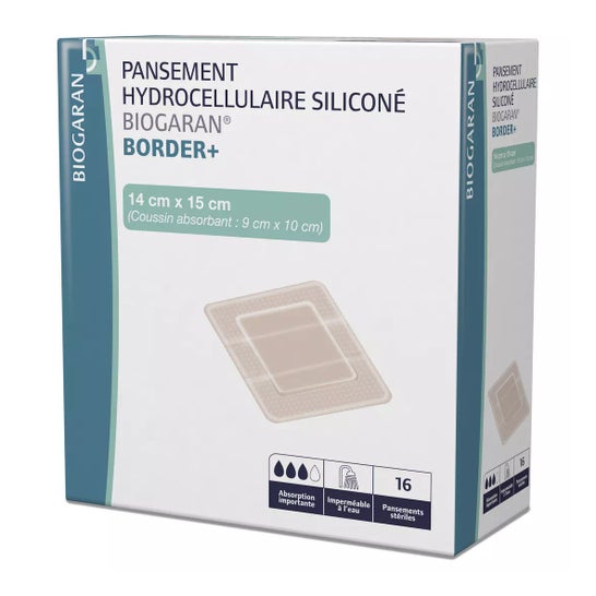 Biogaran Border+ Silikone Hydrocolloid Forbinding 14x15 cm 16 stk
