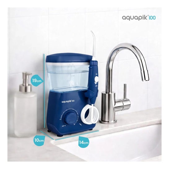 Aquapik100® Waterflosser Irrigador Dental 600 ml 10 Niveles Azul 1 ud