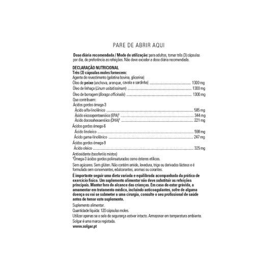 Solgar Omega 3-6-9 Pescado Lino y Borraja 120 perlas