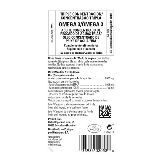 Solgar Omega-3 Triple Concentración 100 Perlas