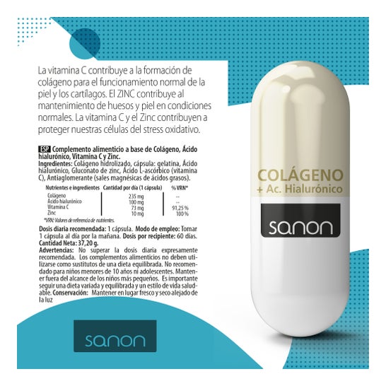 Sanon Colágeno + Ácido Hialurónico 60caps