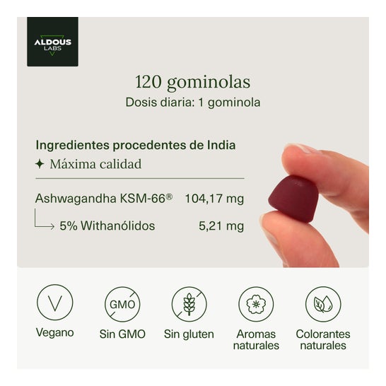 Aldous Labs Ashwagandha Sabor Cereza 120 gummies