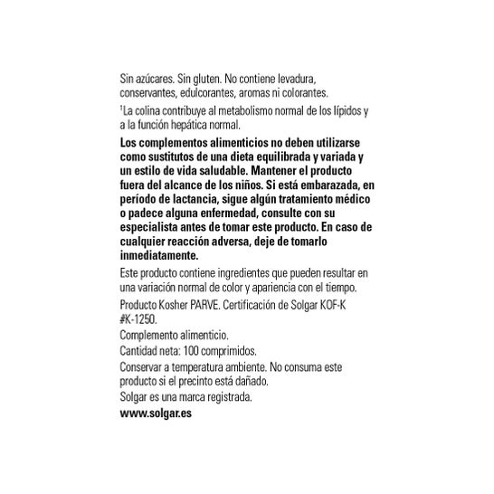 Solgar Factores Lipotrópicos 100 comp