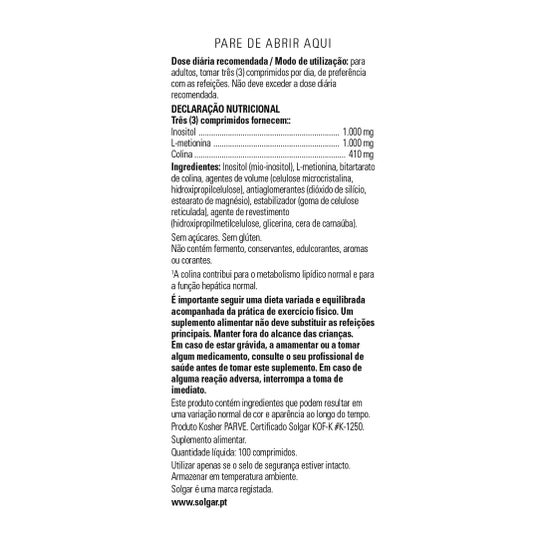 Solgar Factores Lipotrópicos 100 comp
