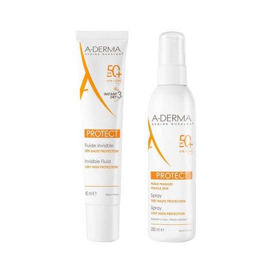 A-Derma Pack Protect SPF50+ Fluido Solar Invisible 40ml + Spray Solar 200ml