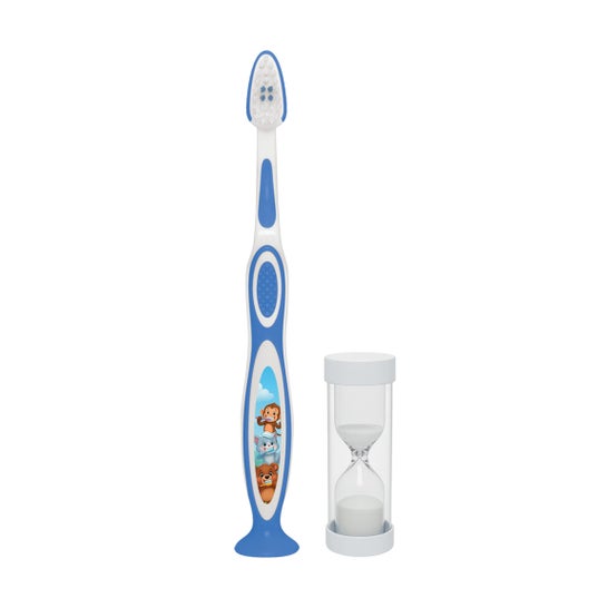 Plic Cepillo Dental 3–5 Años Ventosa Reloj Arena 2Min Azul 1 ud
