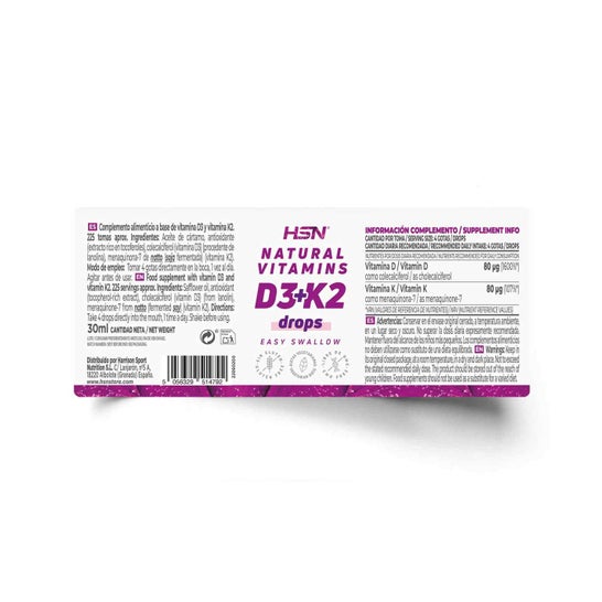 HSN Vitaminas D3+K2 Líquidas 30ml