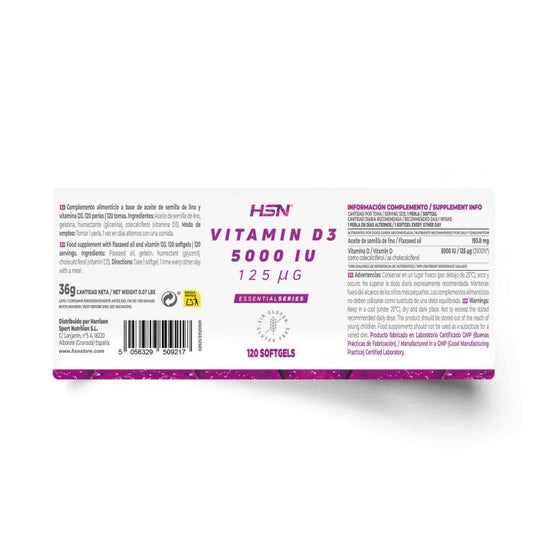 HSN Vitamina D3 5000 UI 120 Perlas