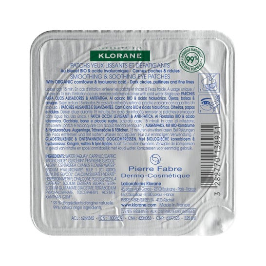 Klorane Parches Alisantes Antifatiga al Aciano 1 sobre x 2 parches