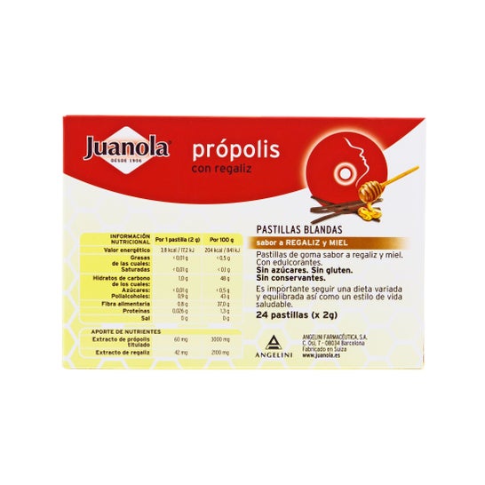 Juanola® própolis con miel sabor regaliz 24 uds