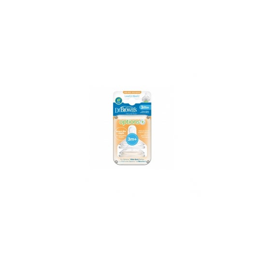 Dr. Brown's tetina silicona options + boca ancha 6 meses 2uds