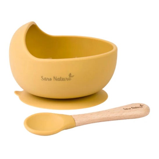 Saro Set Bol Wave Nordic Mostaza Nature con Ventosa Saro Set Bol Wave Nordic Mostaza Nature con Ventosa