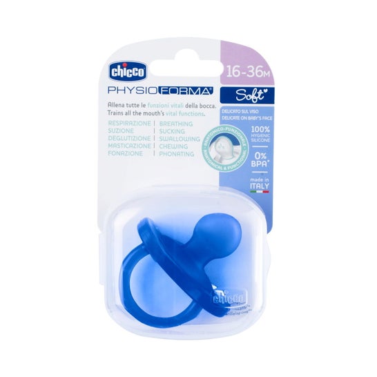 Chicco Physio Soft Chupete Silicona Anatómico Azul 12M+ 1ud