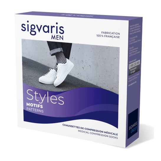 Sigvaris Styles Mariniere Men's Sock Ecru White Size LN 1 Unit