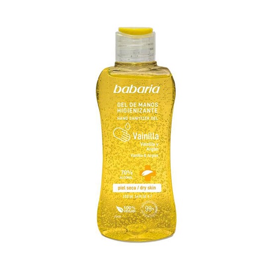 Babaria Vanille- und Argan-Handdesinfektionsgel Trockene Haut 70% Alkohol 100ml