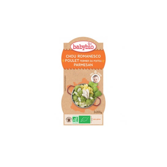 Estofado de Pavo y Vegetales Orgánicos Babybio 8 Meses 200 g Lote de 2 Cuencos