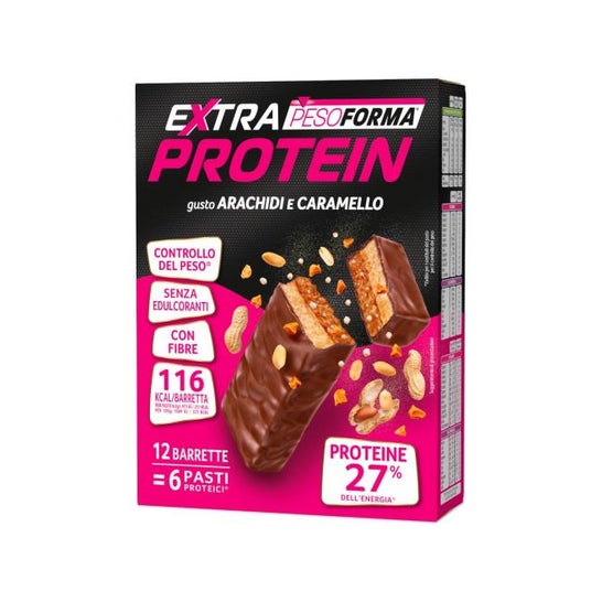 Pesoforma Extra Protein Barritas de Cacahuete y Caramelo 12uds