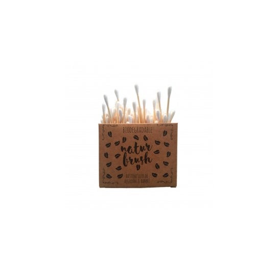Natur Brush Bastoncillos Bambú y Algodón Biodegradables 100 Uds