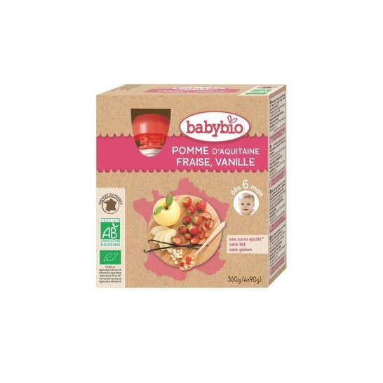 Babybio My Fruits Calabaza Manzana Fresa Vainilla Orgánico 6 Meses 4 X90 g