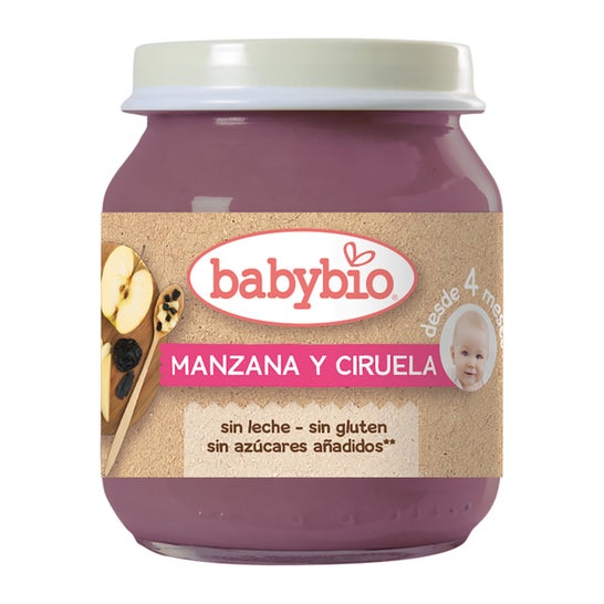 Babybio  Tarrito Ecológico De Manzana Y Ciruela 130g