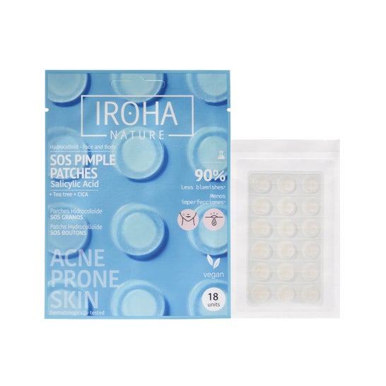 Iroha Nature Parches SOS Granos para Acné Cara y Cuerpo 18uds