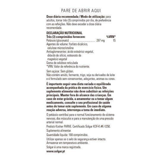 Solgar Potasio 100comp