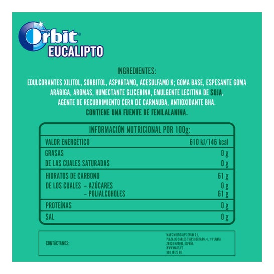 Orbit Eucalipto Grageas 60uds