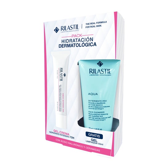 Rilastil Aqua Intense 72H Moisturizing Gel-Cream 40 ml + Aqua Hydrating Facial Cleansing Gel 50 ml