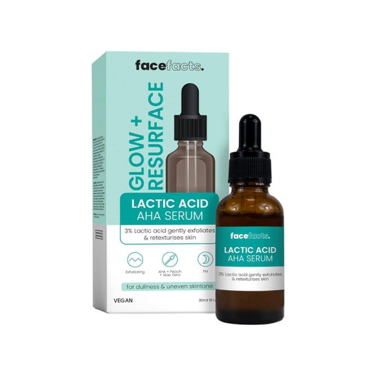 FaceFacts Glow+ Resurface Lactic Acid Aha Serum 30ml