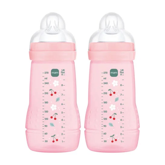 MAM Baby Easy Active Flasche Rosa Glänzend 2x270 ml
