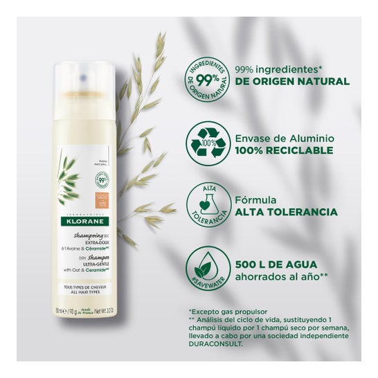 Klorane Champú Seco Leche de Avena Cabello Castaño 150 ml