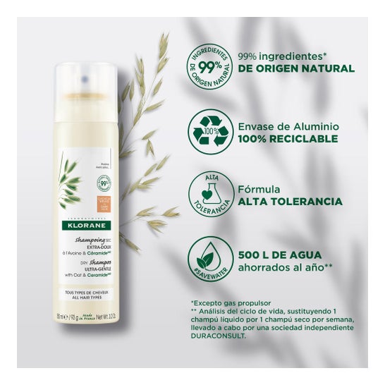 Klorane Champú Seco Leche de Avena Cabello Castaño 150 ml