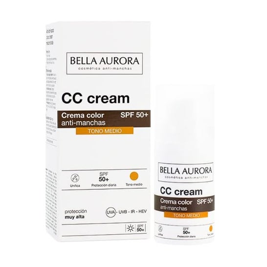 Bella Aurora Cc Spf50 + Cream Kleur Anti-vlek Medium Tone 30ml