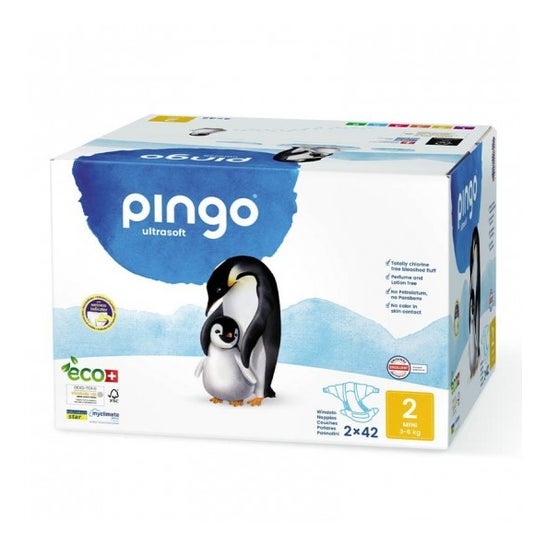 Pingo Windeln Größe 2 Mini (3-6 Kg)- Box von 2 X 42 Windeln- T