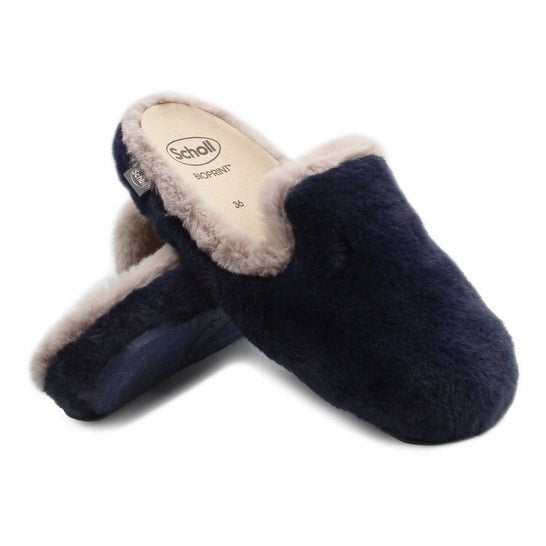 Scholl Maddy Pantofola Fur Woman Navy Blue T38 1 Paio