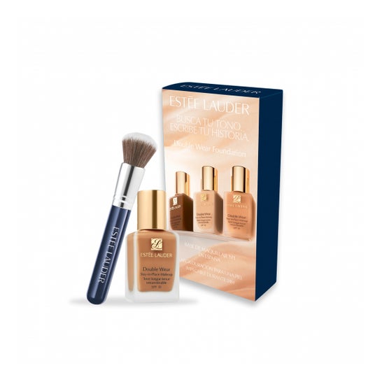 Estee Lauder Pack Double Wear Makeup Shell Beige + Brush