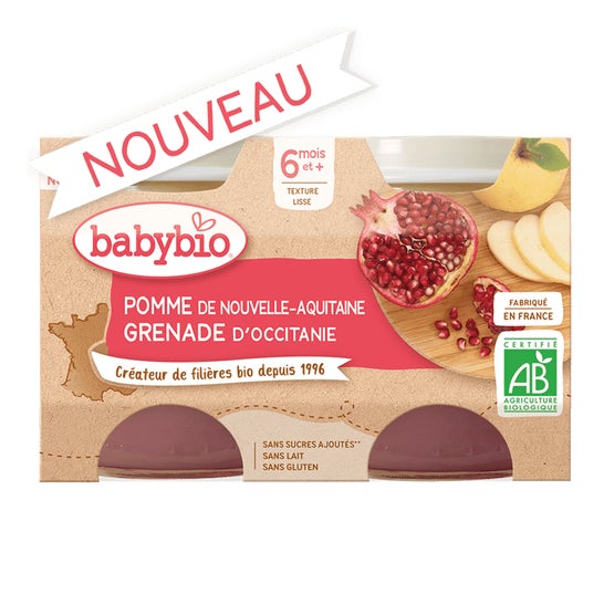 Babybio® Pomme grenade +6 Meses 2 X130 g