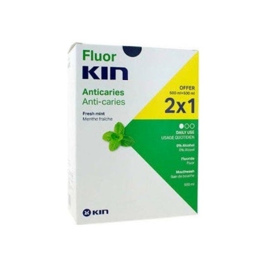 Fluorkin Daily Mint Płyn do płukania ust 500ml Opakowanie 2x1