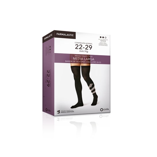 Farmalastic medium long ridder (AF) normal kompression T-stor sort 1ud