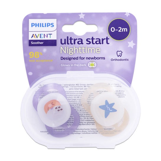 Philips Avent Ultra Start Nighttime Chupete Scf075/09 2 uds