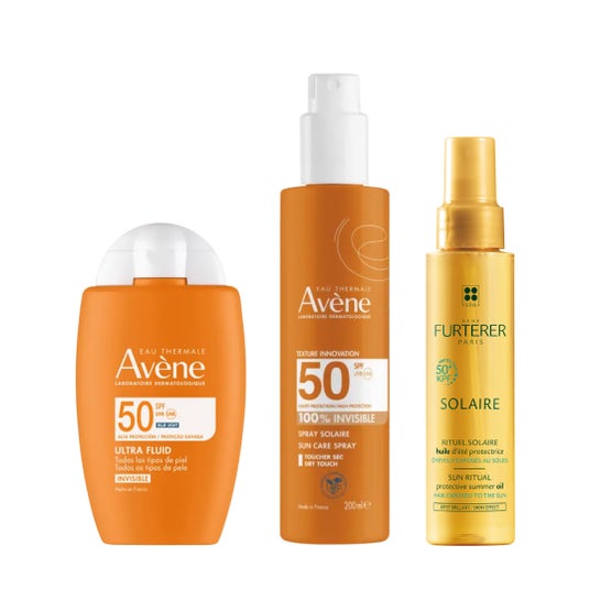 Avène Pack Ultra Fluido Invisible SPF50 + Spray Invisible SPF50 + René Furterer Aceite Solar Protector KPF 50+