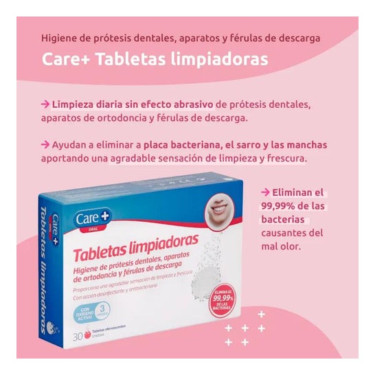 Care+ Tabletas Limpiadoras Prótesis y Férulas dentales 30uds Care+ Tabletas Limpiadoras Prótesis y Férulas dentales 30uds
