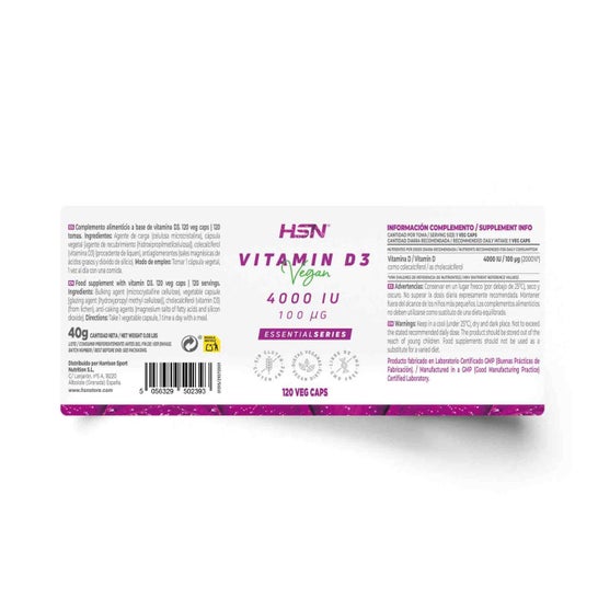 HSN Vitamina D3 Vegana 4000 UI 120 vcaps