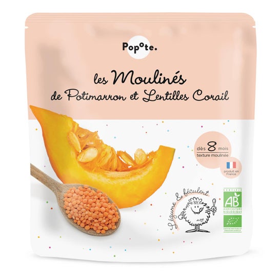 Popote Puré de Calabaza y Lentejas Coralinas +8M Bio 180 g