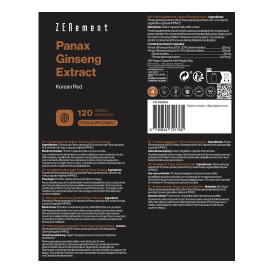 Zenement Extracto de Panax Ginseng 120vcaps