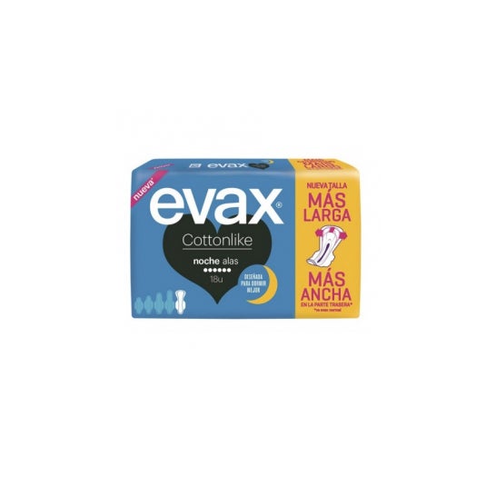 Evax Compresas Cottonlike Alas para Noche 18 uds