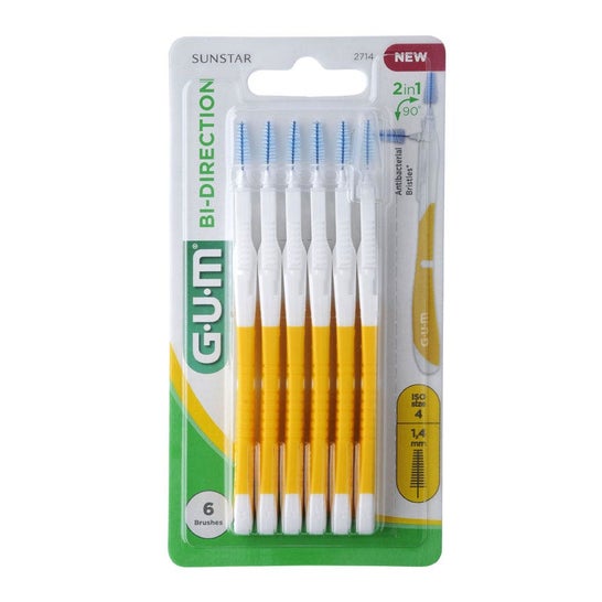 Gum Interdental Brush 2714 Bi-Directional 14mm 6 pieces