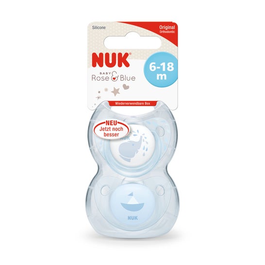 Nuk Baby Blue capezzolo in silicone succhietto senza anello 2uds